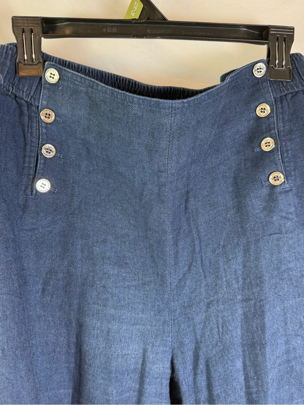 Tommy Hilfiger 20W Navy Linen Blend Sailor Wide Leg Pants Coastal Resort - Picture 3 of 9